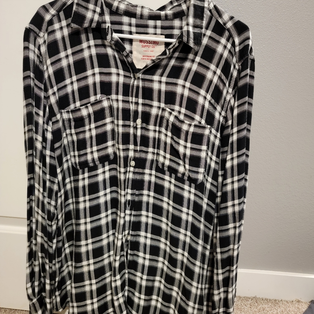 Black and white plaid button down